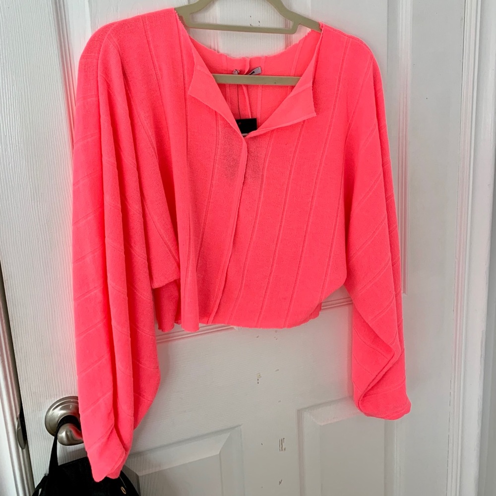 Neon pink crop sweatshirt